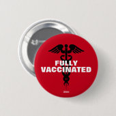 Covid 19 volledig gevaccineerd rood coronavirus ronde button 5,7 cm (Voorkant /achterkant)
