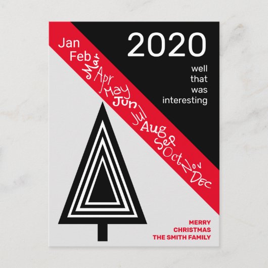 Covid 2020 Black White Red Gekke Funny Kerstmis Briefkaart (Voorkant)
