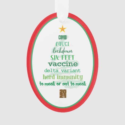 Covid 2021 Keepomwille Red Green Kerstsierente Ornament (voorkant)