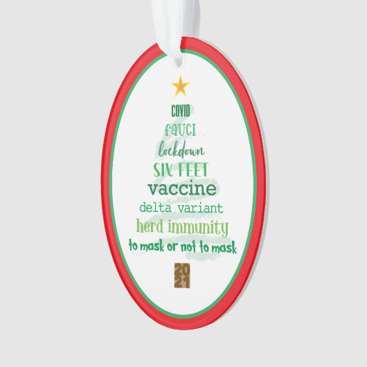 Covid 2021 Keepomwille Red Green Kerstsierente Ornament (voorkant)