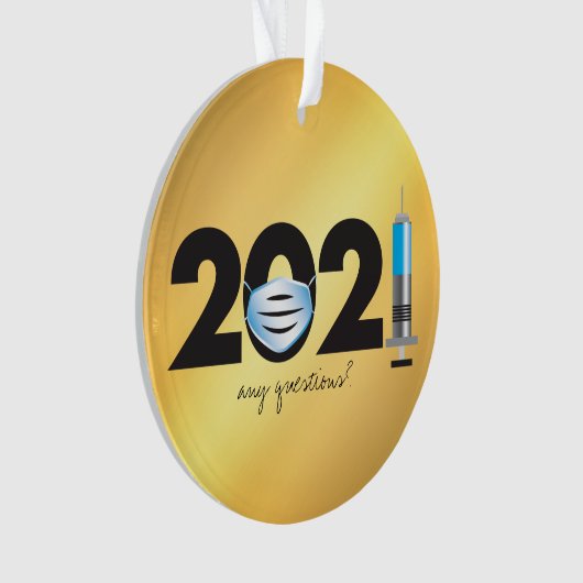 Covid 2021 Mask Vaccine Gold kerstversiering Ornament (voorkant)