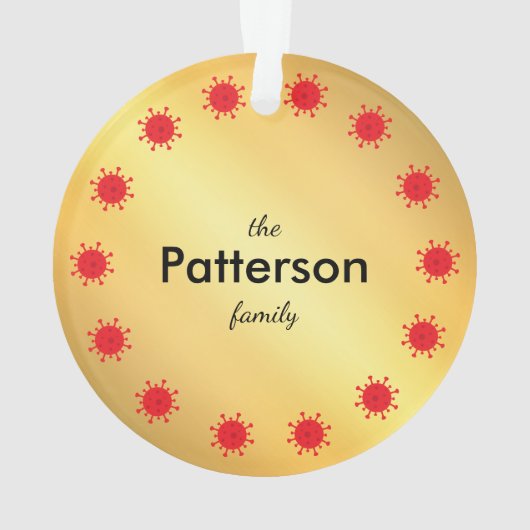 Covid 2021 Mask Vaccine Gold kerstversiering Ornament (achterkant)