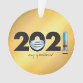 Covid 2021 Mask Vaccine Gold kerstversiering Ornament (voorkant)
