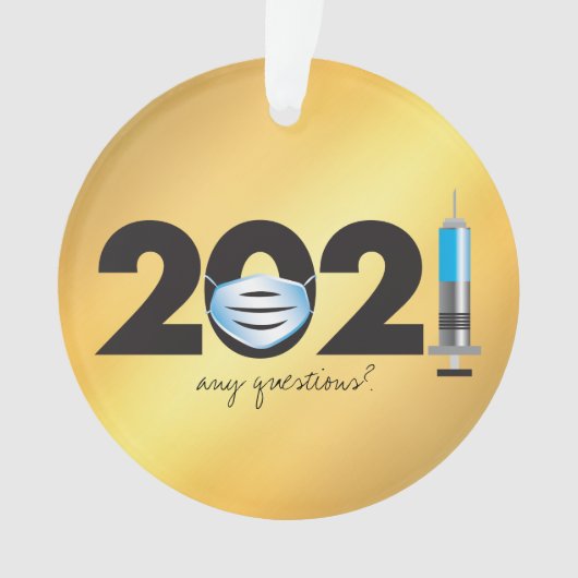 Covid 2021 Mask Vaccine Gold kerstversiering Ornament (voorkant)