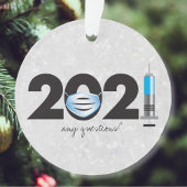 Covid 2021 Mask White Glitter Kerstannament Ornament