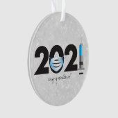 Covid 2021 Mask White Glitter Kerstannament Ornament (voorkant)