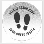 Covid Alsjeblieft sta hier op afstand Zilveren Gli Sticker (Vel)