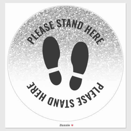 Covid Alsjeblieft sta hier op afstand Zilveren Gli Sticker (Vel)