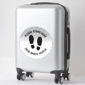 Covid Alsjeblieft sta hier op afstand Zilveren Gli Sticker (Koffer)