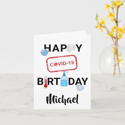 Covid Birthday Kaart (Gele Bloem)