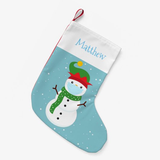 Covid Christmas 2020 Snowman Schattige Custom Kleine Kerstsok (Voorkant (Hangend))