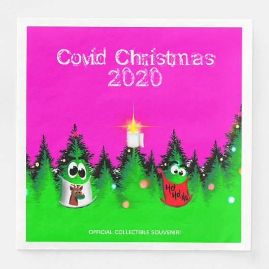 Covid Christmas grappig masker met kerstbomen Servet (Voorkant)