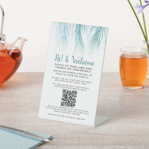 Covid contactloze QR-code gastregister palm Reclamebord Met Voetstuk