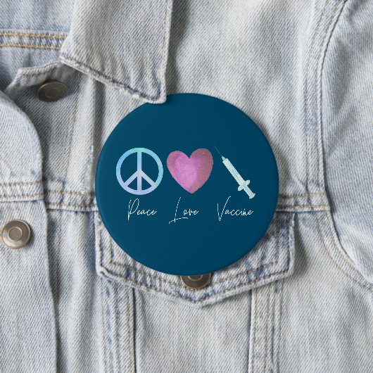 Covid Coronavirus Peace Love Vaccine 2021 Button (In situ)