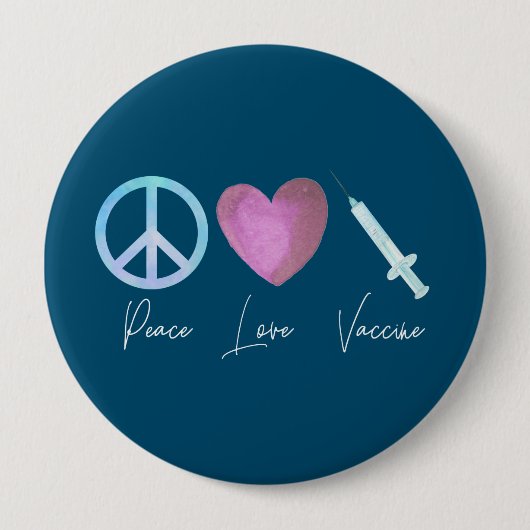 Covid Coronavirus Peace Love Vaccine 2021 Button (Voorkant)