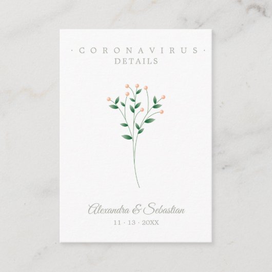 Covid Details Sophisticated Coral Elegant Branches Informatiekaartje (Voorkant)