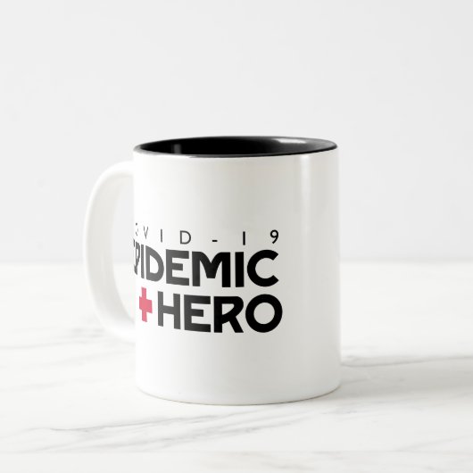 COVID Epidemiologische Hero Tweekleurige Koffiemok (Voorkant links)