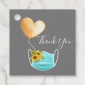 Covid Face Mask & Flowers Hartelijk dank Bedankjes Labels (Voorkant)