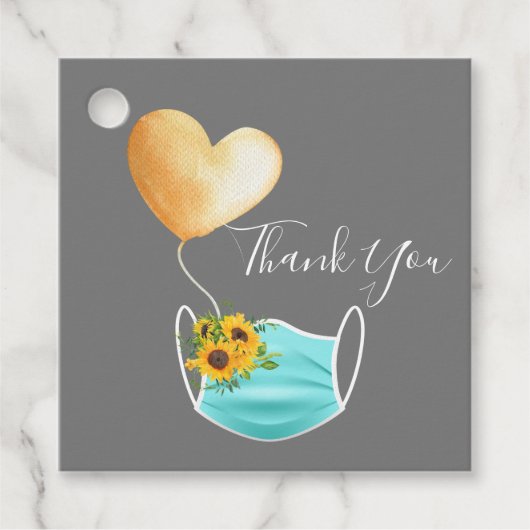 Covid Face Mask & Flowers Hartelijk dank Bedankjes Labels (Voorkant)