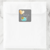 Covid Face Mask & Flowers Hartelijk dank Vierkante Sticker (Tas)