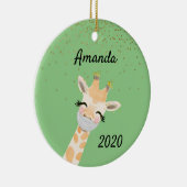 Covid-giraffe draagt neusmasker 2020 keramisch ornament (Rechts)