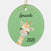 Covid-giraffe draagt neusmasker 2020 keramisch ornament (Links)