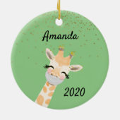 Covid-giraffe draagt neusmasker 2020 keramisch ornament (Achterkant)