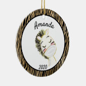 Covid Gold Zebra Wearing Face Mask 2020 Keramisch Ornament (Rechts)