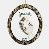 Covid Gold Zebra Wearing Face Mask 2020 Keramisch Ornament (Links)