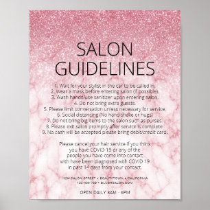 Covid Health Safety Roos Gold Glitter Hair Salon Poster