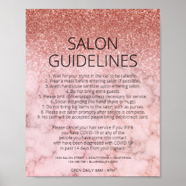 Covid Health Safety Roos Gold Glitter Hair Salon Poster
