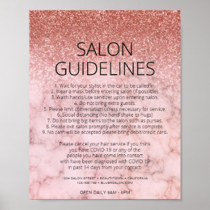 Covid Health Safety Roos Gold Glitter Hair Salon Poster