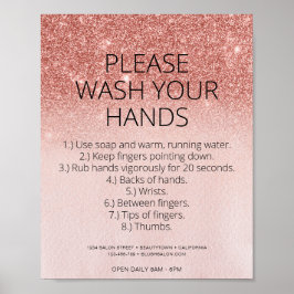 Covid Health Safety Roos Gold Glitter Hair Salon Poster