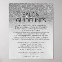Covid Health Safety Silver Glitter Hair Salon