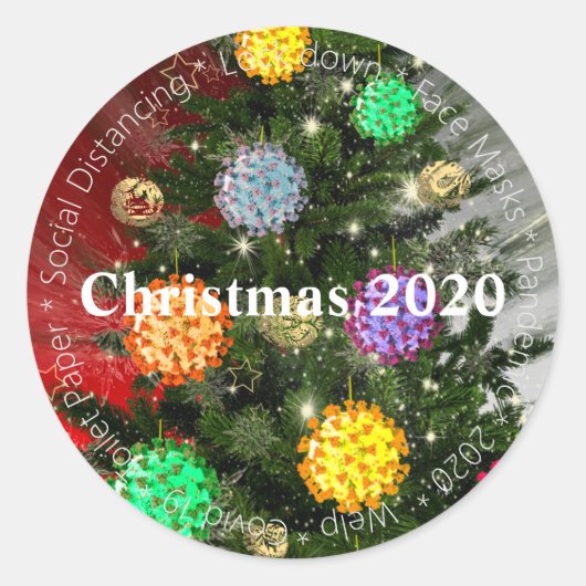 Covid Kerst 2020 covid molecuul ornamants Ronde Sticker (Voorkant)