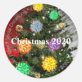 Covid Kerst 2020 covid molecuul ornamants Ronde Sticker