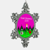 Covid kerst 2020 grappige gemaskerde kerstbomen tin sneeuwvlok ornament (Links)