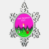 Covid kerst 2020 grappige gemaskerde kerstbomen tin sneeuwvlok ornament (Rechts)