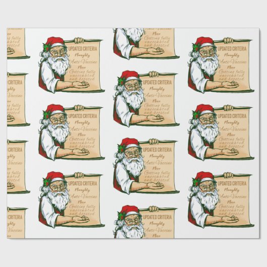 covid kerst santa claus vaccin naughe cadeaupapier (Vlak)