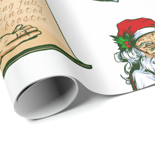 covid kerst santa claus vaccin naughe cadeaupapier (Rol Hoek)