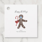 Covid Kerstfeest Funny Face Mask Gingerbrood Man Bedankjes Labels (Voorkant)