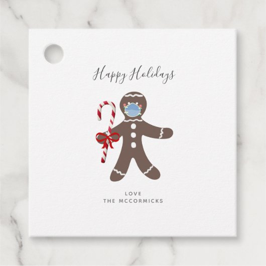 Covid Kerstfeest Funny Face Mask Gingerbrood Man Bedankjes Labels (Voorkant)