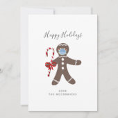 Covid Kerstfeest Funny Face Mask Gingerbrood Man Feestdagenkaart (Voorkant)