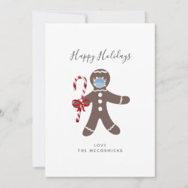 Covid Kerstfeest Funny Face Mask Gingerbrood Man Feestdagenkaart