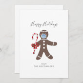 Covid Kerstfeest Funny Face Mask Gingerbrood Man Feestdagenkaart (Voorkant / Achterkant)