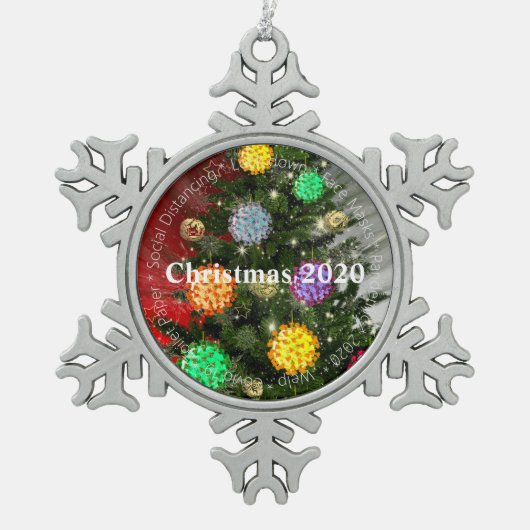 Covid Kerstmis 2020 covid molecule ornaments Tin Sneeuwvlok Ornament (Voorkant)