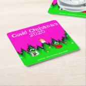 Covid Kerstmis grappige kerstbomen dragen masker Kartonnen Onderzetters (Schuin)