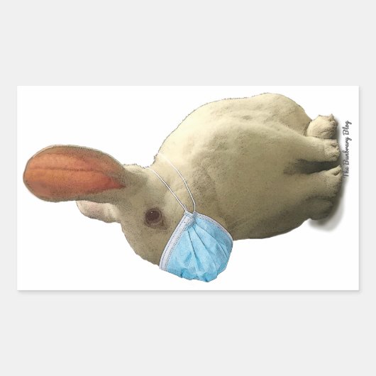 COVID Mask Rabbit Sticker (wit) (Voorkant)