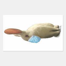 COVID Mask Rabbit Sticker (wit)