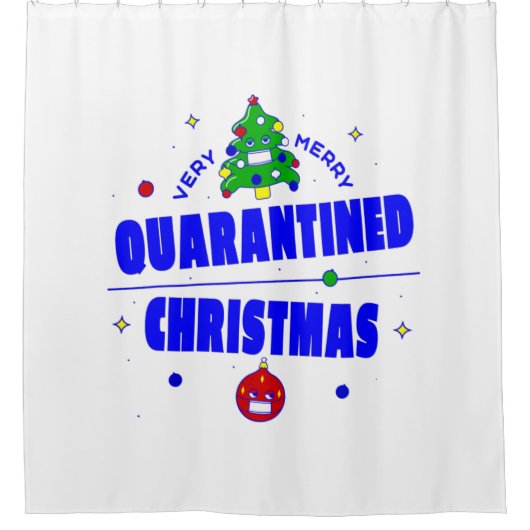 covid merry kerst tree lockdown quarantaine douchegordijn (Voorkant)